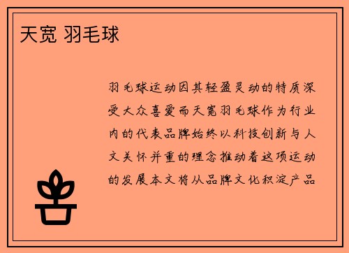 天宽 羽毛球