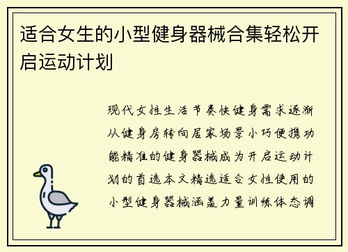 适合女生的小型健身器械合集轻松开启运动计划